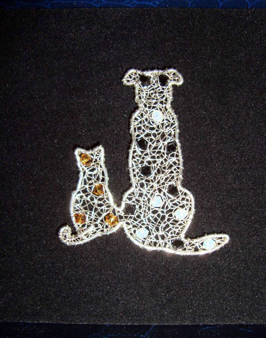 Chien Et Chat Pendentif Pour Collier Avec Cristaux Swarovski